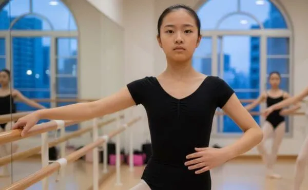 バレエのレッスで表情と身体が固まってしまう女の子