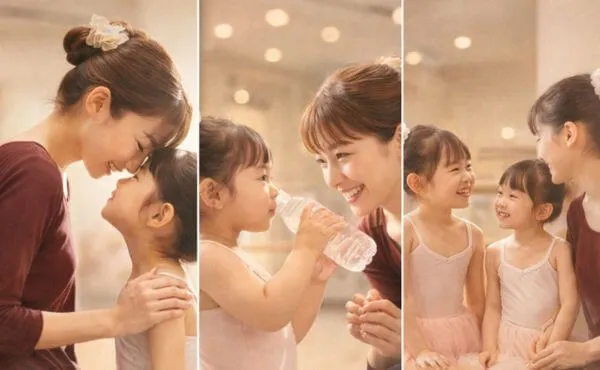 バレエ教室の先生と生徒の楽しい様子